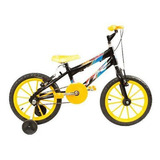 Bicicleta Aro 16 Infantil Preta Com Amarelo