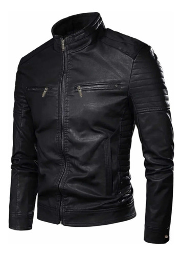 Jaqueta Masculina De Couro Moto Resistente Inverno Slim Frio