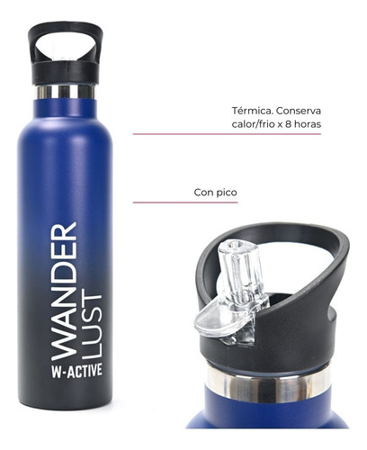 Botella Térmica Triple Capa Acero Boquilla Wanderlust 600 Ml