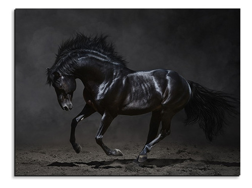 Cuadro Decorativo En Mdf De 50 * 35 Cm Caballo Negro 1