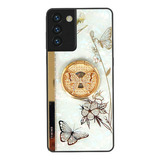 Funda Samsung Galaxy S22 Ultra Soporte Mariposa Oro - Blanco