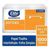 Papel Toalha Interfolhado C/ 1000 - Folha Simples Elite