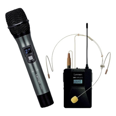 Kit Microfono Y Diadema Inalambricos Uhf Lennon Ln302u Color Negro | Meses sin interés