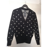 Cardigan Sweater Hilo Mujer Complot Negro Lunares T 42 Usado