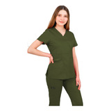 Pijama Quirúrgica Antifluidos Scrubs Dama Verde Militar