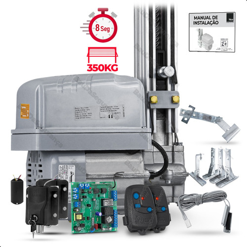 Kit Motor Portão Basculante Peccinin 1/3hp Suportes 2 Travas Cor Cinza Frequência 433mhz Tamanho Da Engrenagem 5/8  220v