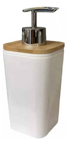 Dispenser De Jabón Líquido Plástico Bambú Blanco