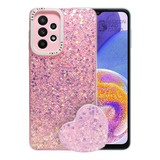 Carcasa Para Samsung A23 Glitter Incluye Pop Socket