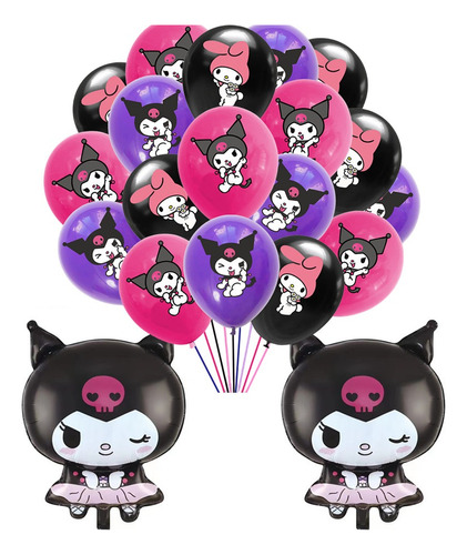 20 Pcs Globos Kuromi Decoraciones De Cumpleaños Fiesta