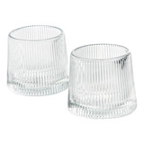 Set X6 Vasos De Whisky  Vidrio Con Rayados Giratorio 170ml