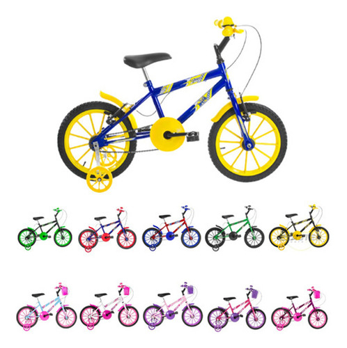 Bike Infantil Aro 16 + Cestinha Com Rodas De Treinamento