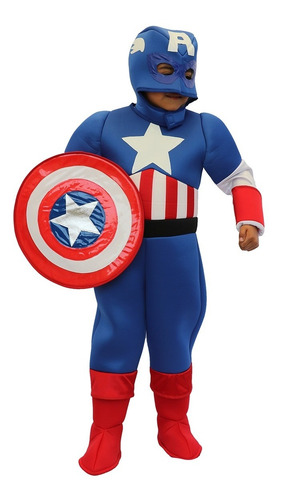 Disfraz Traje Estilo Capitan America Avengers Niños De Lujo