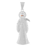 Dije Santa Muerte De Plata Fina .925 Con Cajita De Regalo.