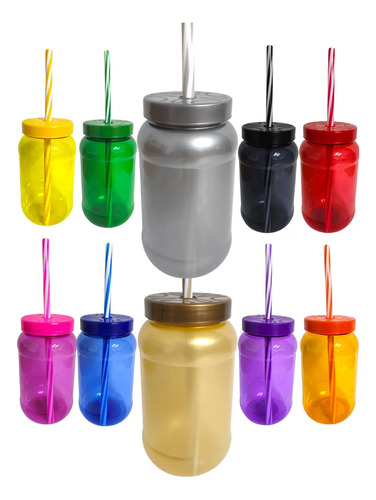 .mason Jars,cilindro,dulcero,tapa Popote 100 Pzas 500ml | Envío gratis