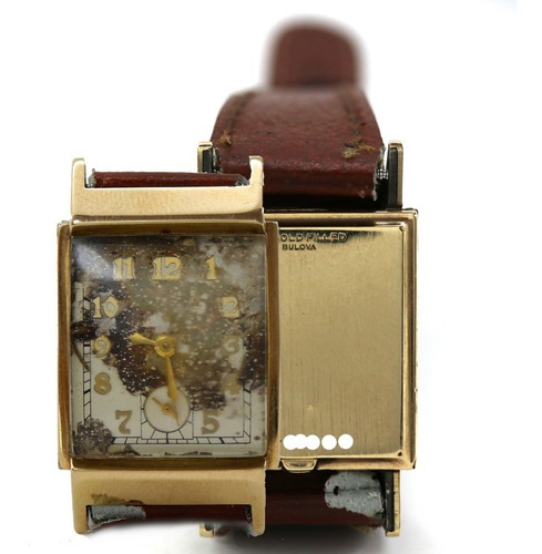 Relógio De Pulso Bulova Quadrado Folheado A Ouro 10k J22507