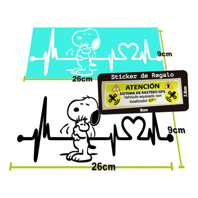 Sticker Para Auto Frecuencia Cardiaca Snoopy Blanco Y Negro