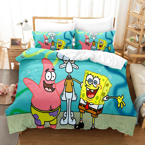 Juego De Cama Infantil Con Funda De Edredón Bob Esponja