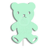 Luminária Abajur Parede Urso Madeira G9 30cm Decoração Bebê Cor Verde-claro