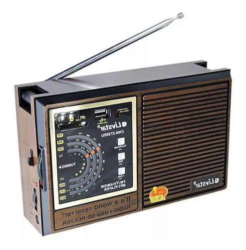 Radio Livstar 2730ru  Recarregavel Retro Am/fm/tv Pen Drive