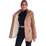 Camperas Parkas Mujer Abrigada Invierno Piel Corderito Gabardina Forrada Larga Negro Militar Talles