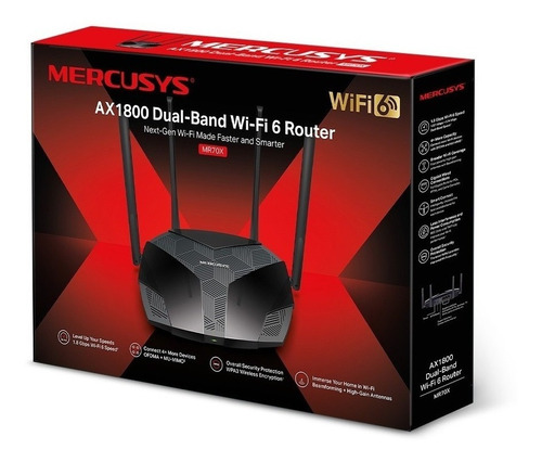 Roteador Mercusys Wifi 6 Dual Band Ax1800 Mr70x 4 Antenas