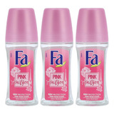 3 Desodorante Fa Pink Passion Roll-on Importado 50ml