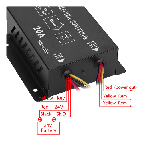 Coche Camión 20a 240w Dc 24v A 12v Convertidor De Energía El