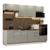 Madesa Lux 260007 Cocina Completa Con Armario Y Encimera Bc, Color Blanco/gris