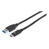 Cable Usb Manhattan A Macho-tipo C Macho 1.0m V3.1 /v /vc Color Negro