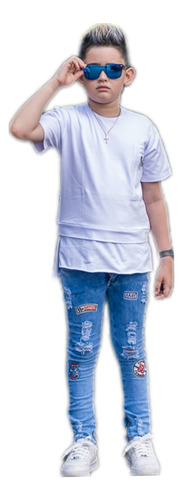Camiseta Infantil Menino Branca Estiloso Moda Blogueirinho