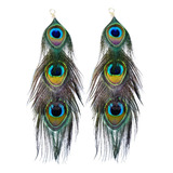 Pendientes De Plumas De Pavo Real Pendientes Largos De Pluma