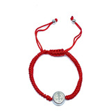 Pulsera Acero Inoxidable Plateado Hilo Medalla De San Benito