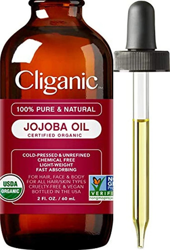 Aceite De Jojoba Orgánico Cliganic Usda, 100% Puro (2 Onzas)