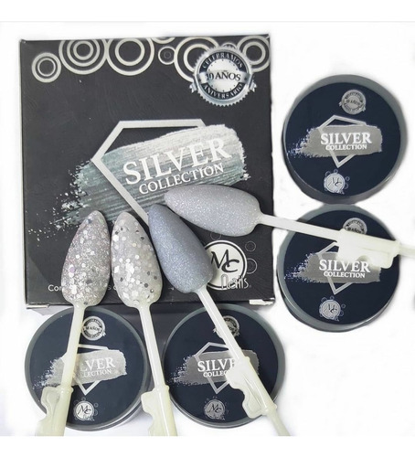 Colección (silver) De 4 Polímeros  Marca Mc Nails (7g-c/u)