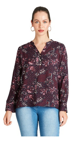 Blusa Curvi Estampada Burdeo Mujer