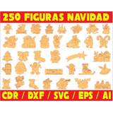 Pack De Vectores Corte Laser - 250 Figuras Navidad 