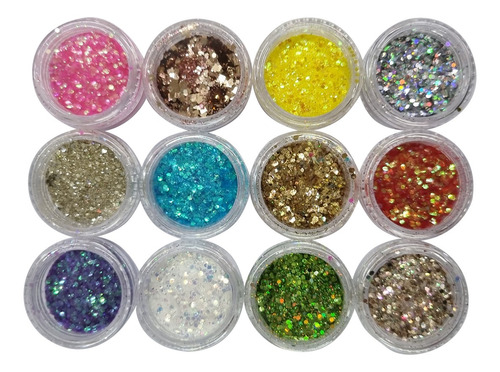 12un Decoração Unhas Glitter Flocado Variados Encapsulamento Cor Hs-446