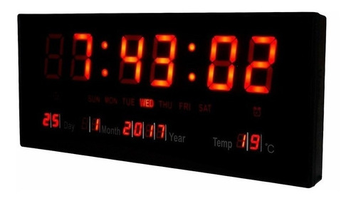 Reloj  De Pared Led Digital 36 X 15cm Temperatura Fecha
