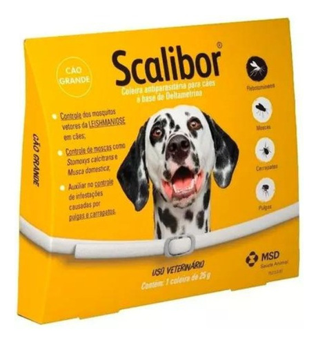 Coleira Scalibor G 65cm Contra Carrapatos Leishmaniose Cães