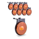 Kit 8 Lanterna Lateral Carreta Redonda Led Bivolt Amarela