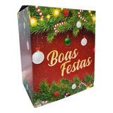 Cesta De Natal Caixa Boas Festas 29,5x35x20cm Tamanho Grande