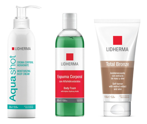 Rutina Autobronceante Hidratante Exfoliante Cuerpo Lidherma