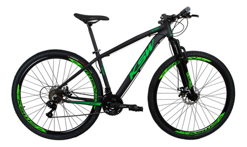Bicicleta Aro 29 Ksw 27 Velociddes - Freio Hidraulico Cor Preto/verde Tamanho Do Quadro 19