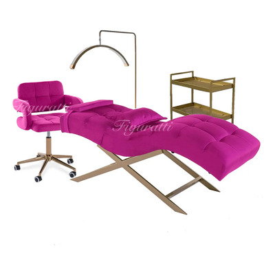 Camilla Curva Para Aplicación De Pestañas Extensiones Spa Masajes Color Fucsia Lashista Modelo Loft Teddy Marca Okeish | Envío gratis