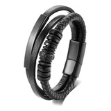 Biyongde Pulsera Negra Para Hombre, Brazalete De Cuero Trenz