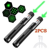 2 Peças Laser Pointer Green Potente 5000mw Usb Recarregável