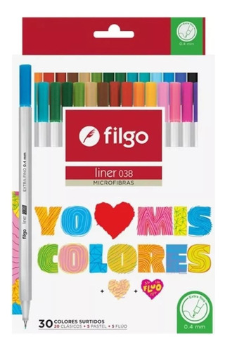 Microfibras Filgo Liner 038 X30 Colores Clasico Pastel Fluo