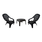 Sillon Siesta Mascardi Negro X2 + Mesita Skarpo