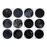 Gliter Caviar Hoja Confeti Decoracion De Uñas Negro Mouyic