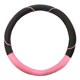 Funda Cubre Volante Simil Cuero Ecologico Negro Rosa Iael